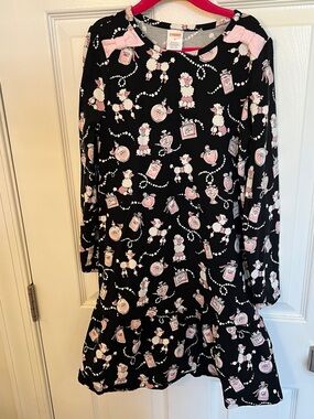 Gymboree Black & Pink Poodle & Perfume Bottle Print Dress Size 8